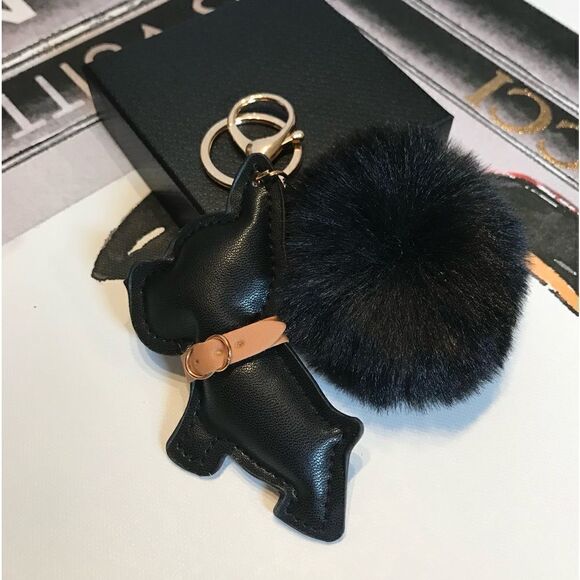 Cute Leather French bulldog Puppy key chain BLACK - Picture 2 of 3